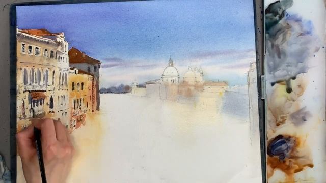 Акварельная картина | Венеции Гранд канал | Городской пейзаж | Демо от Евгении Горбачевой смотреть онлайн