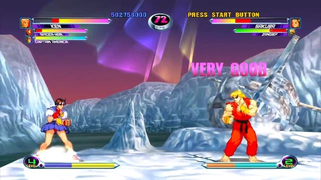 Marvel VS Capcom 2 - Spider-Man/Ken/Captain America - Expert Difficulty Playthrough смотреть онлайн