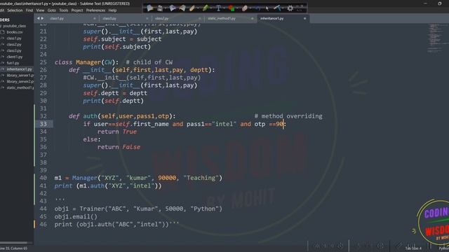 Python class method overriding and use of super() function to access base class method in Hindi :11 смотреть онлайн