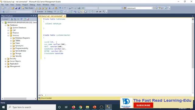 Create Database in sql, create table in sql, null and not null, Primary key and identity -SQL Part- смотреть онлайн