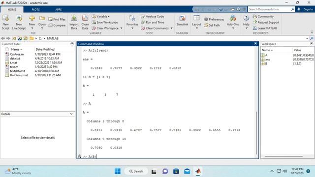 MATLAB Array Index 1 смотреть онлайн