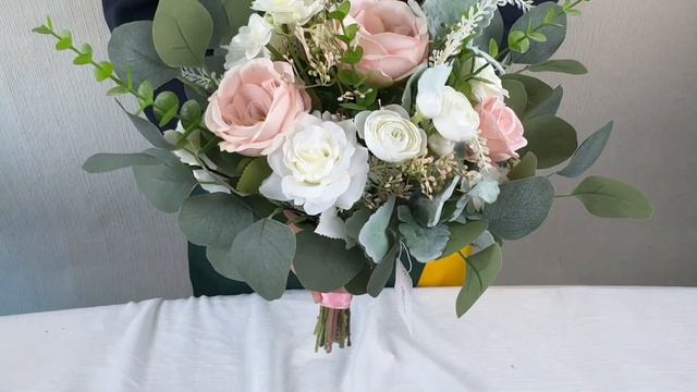 12 6'' Blush Pink & White Bridal Bouquet Wedding Bouquets Artificial Flowers смотреть онлайн