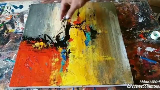 Acrylic Abstract Painting Demonstration #Palette Knife Blending