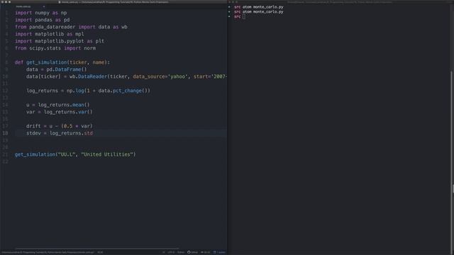How to Create a Monte Carlo Simulation of Stocks | Python for Finance смотреть онлайн