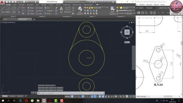 AUTOCAD 2 BOYUTLU ÖRNEK ÇİZİMLER R.N.64 смотреть онлайн
