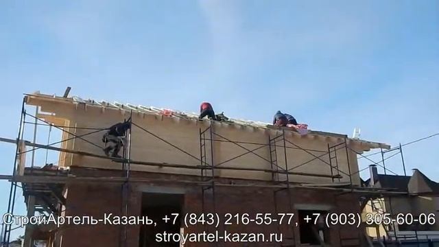 Дом из клееного бруса. Кровля. Выравнивание стропил под подшив карнизов и укладка утеплителя смотреть онлайн