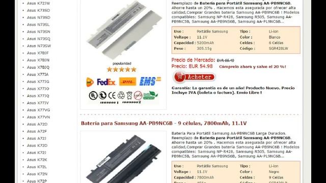 Batería para Samsung AA PB9NC6B смотреть онлайн