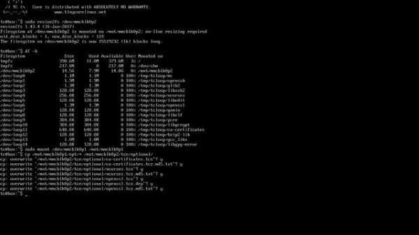 Tiny Core Raspberry Pi Zero W Install