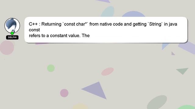 C++ : Returning `const char*` from native code and getting `String` in java смотреть онлайн