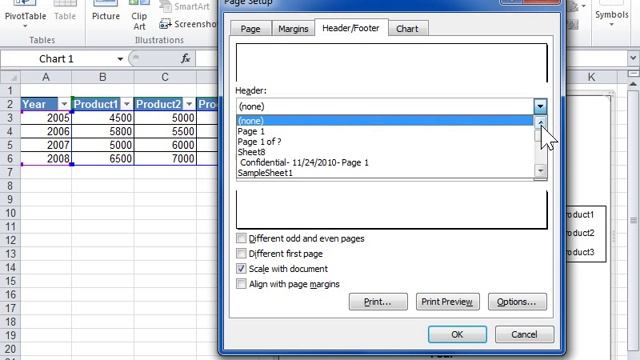 Add a Predefined Header or Footer to a Chart - Excel 2010 смотреть онлайн