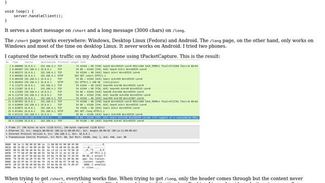 Arduino: Android phone can't get ESP8266WebServer page if Content-Length ＞ 1460 смотреть онлайн