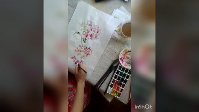 Japanese painting sumi-e hedrangea смотреть онлайн