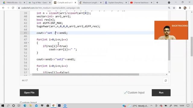 Tug of war | Backtracking | Bitmasks | Love Babbar DSA sheet | LeetCode September challenge смотреть онлайн