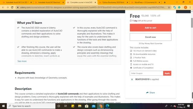Autocad course for free Online With Certificate, Free Online Courses 2020, AutoCAD Udemy Free Cours смотреть онлайн