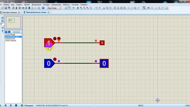 Логические пробники и задатчики уровня в Proteus-e