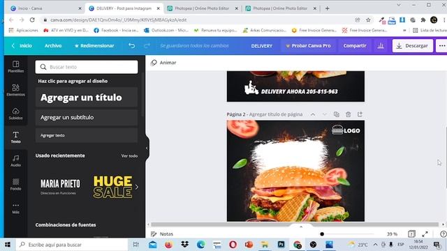 TUTORIAL COMPLETO- DISEÑO DE POST DE COMIDA RÁPIDA EN CANVA CON MÁSCARA DE TEXTO EN PHOTOPEA?? смотреть онлайн