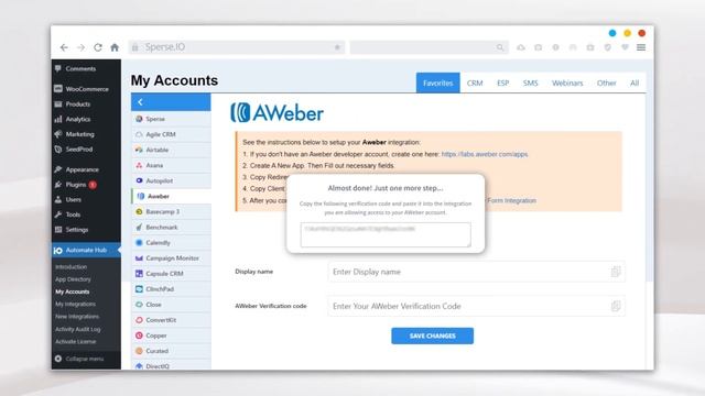 How to integrate Aweber with WordPress forms and webhooks using Sperse.io (2022) смотреть онлайн