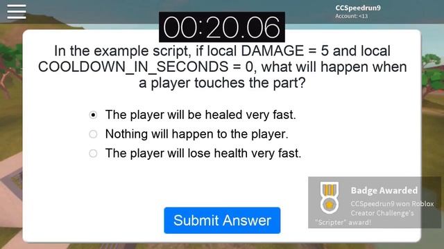 Roblox Creator Challenge Quizzes Speedrun in Under a Minute смотреть онлайн