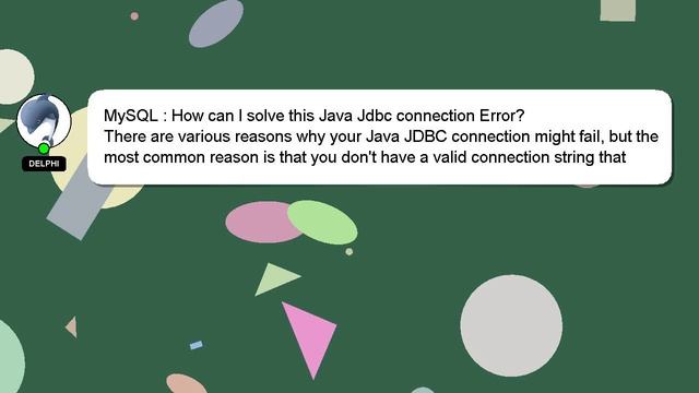 MySQL : How can I solve this Java Jdbc connection Error? смотреть онлайн