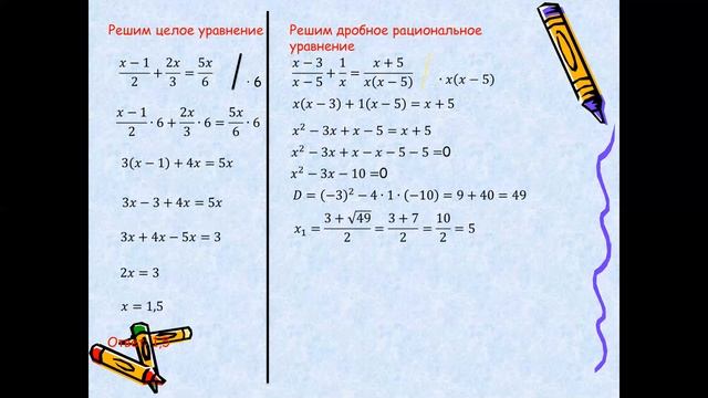Дробно рациональные уравнения  Алгоритм решения дробно  рациональных уравнений