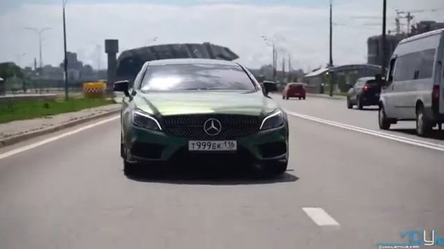 Mercedes CLS 250 - полная оклейка автомобиля супер блестящей зелёной плёнкой и целый комплекс работ смотреть онлайн