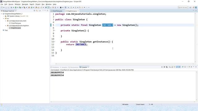 Singleton Design Pattern Implementation using Eager Lazy and Static Block Initialization ? смотреть онлайн