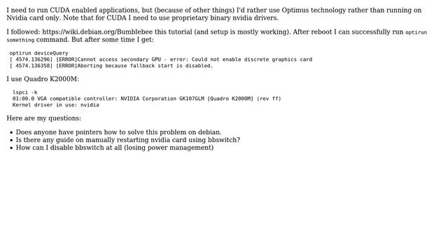 Unix & Linux: Optirun command stops working on Optimus system after some time смотреть онлайн