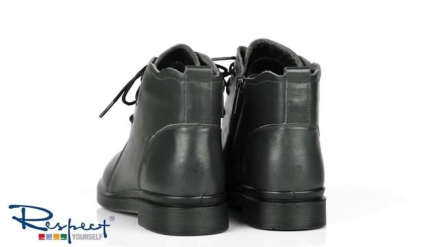 Зеленые ботинки из кожи на шнуровке ME176-021