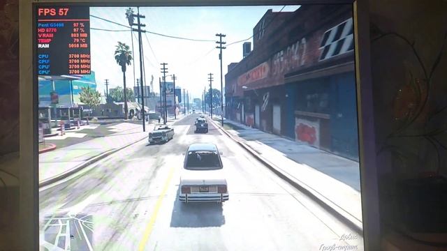 Запуск GTA V на Pentium Gold G5400/DDR4 8GB/HD 6770 смотреть онлайн