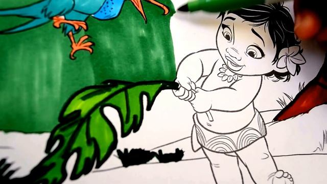 Disney Princess of Pacific "MOANA" Coloring Book Page Fun Art for kids Activities смотреть онлайн
