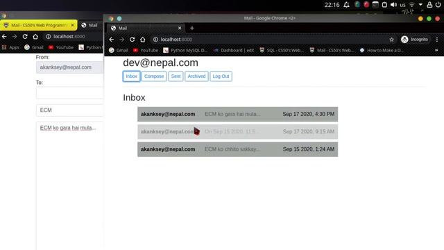 Harvard's CS50's Web Programming With Python and JavaScript:Project3-Mail смотреть онлайн