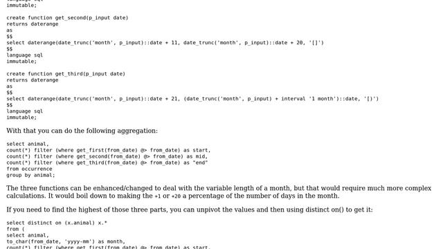 Databases: COUNT beginning of, mid of & end per month for many years (2 Solutions!!) смотреть онлайн