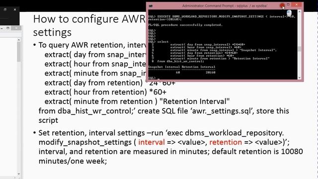 Oracle Automatic Workload Repository AWR And Active Session History ASH Tutorial 1 смотреть онлайн