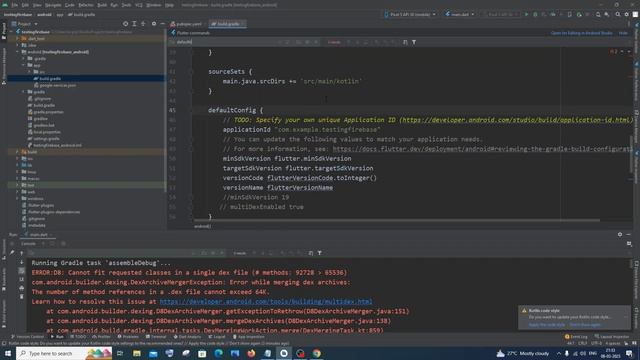 ERROR:D8: Cannot fit requested classes in a single dex file SOLVED in Flutter Firebase смотреть онлайн