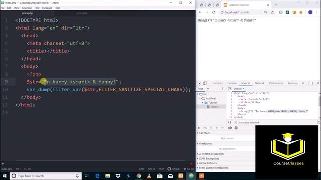 Sanitizing Filter Data(PHP):- courseclasses.com смотреть онлайн