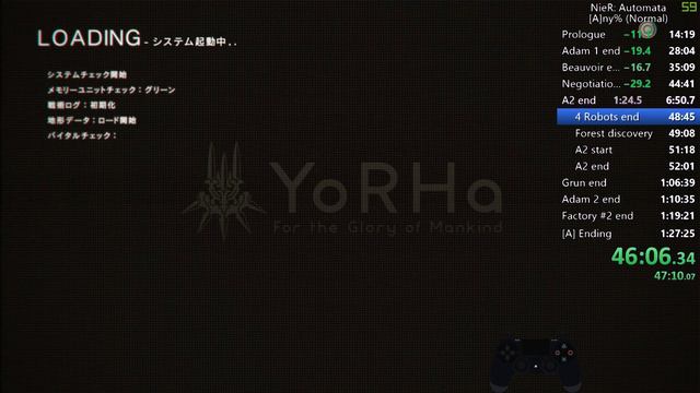 NieR:Automata A Ending Speedrun Any% Normal IGT 1:26:56