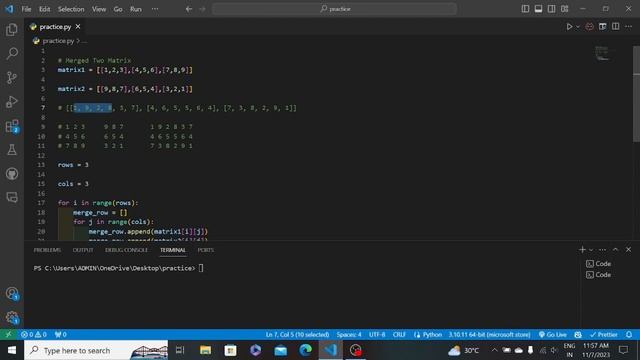 Merge Two-Matrices | Python Matrix Problems | Interview Preparation смотреть онлайн