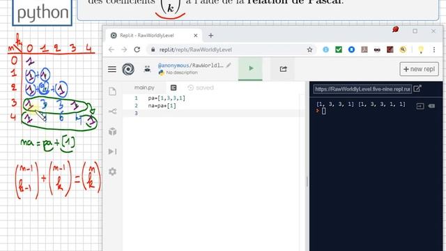 Python et triangle de Pascal • Ecrire un programme pour calculer les coefficients binomiaux • Lycée смотреть онлайн