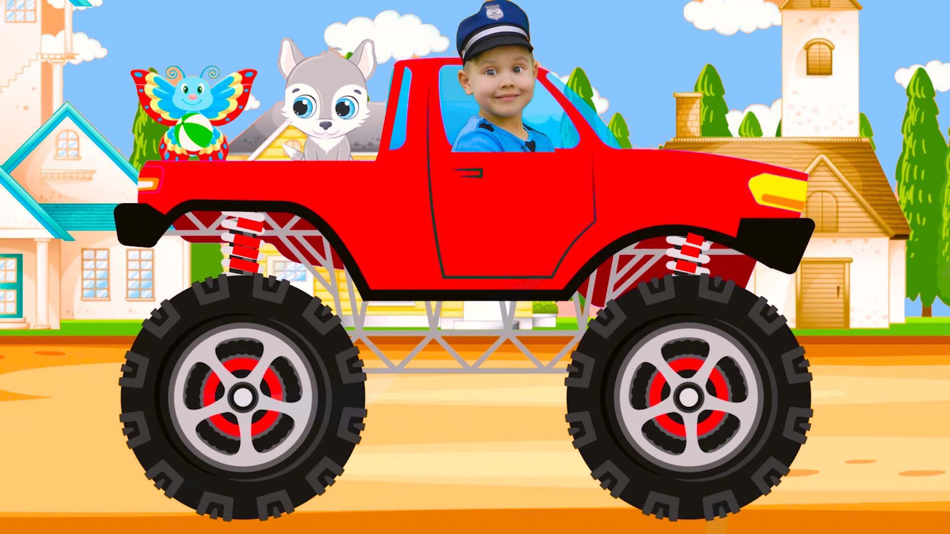 Детские песенки Машинки Монстртрак и Синий трактор отгадывает загадки смотреть онлайн