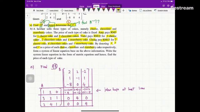 Kuliah Matematik AM015 : Topic 4 : Subtopic : Inverse of Matrices and System of Linear Equations смотреть онлайн