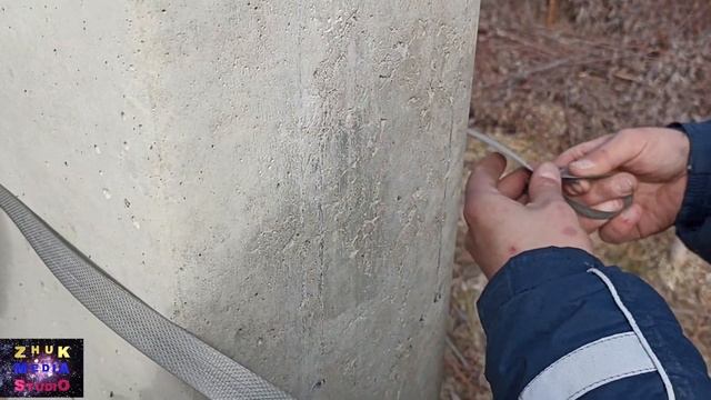 Маркировка опор с применением натяжителя ПП и ПЭТ лент