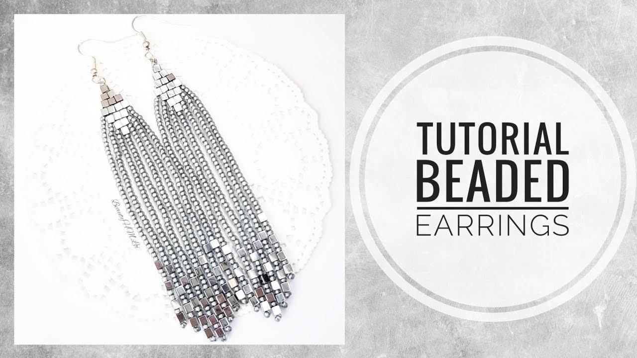 #МК - Длинные серьги с квадратными бусинами | #Tutorial - Long earrings with square beads смотреть онлайн