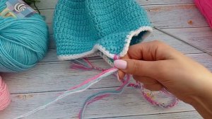 детская шапка крючком на завязках МК на любой возраст. Шапка на весну.