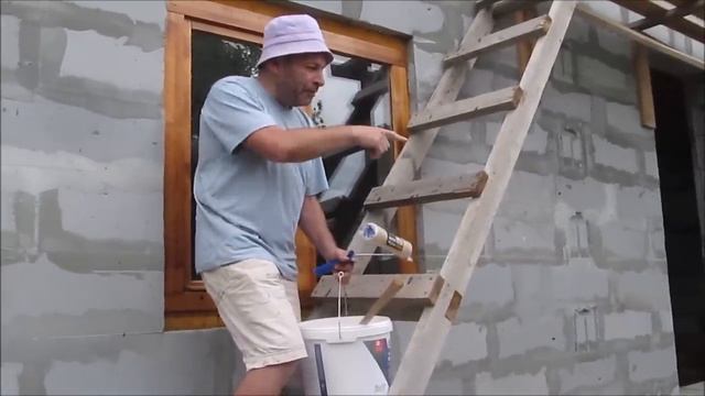 Покраска фасада у крыши. И рассказы. (22.06.2022г)