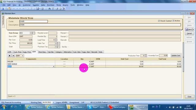 A045 Bill Of Material BOM - SQL Accounting Software смотреть онлайн