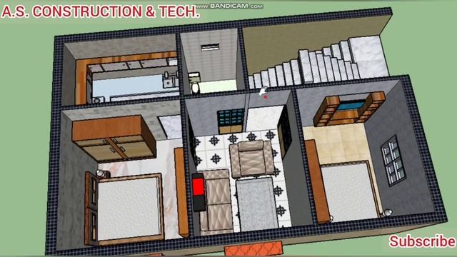 19' X 30' || Ghar ka Naksha || 2BHK || House Plan || 3D Interior design || смотреть онлайн