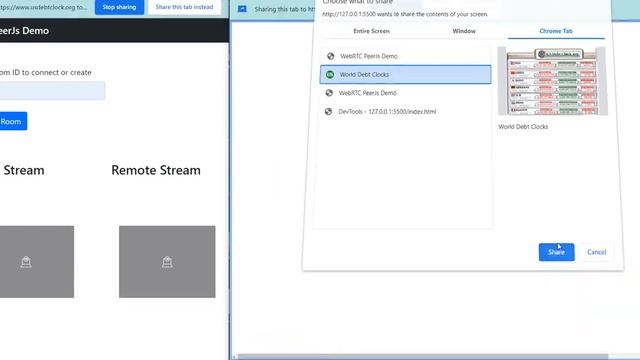 WebRTC Demo using Peer JS | Join room and share screen смотреть онлайн