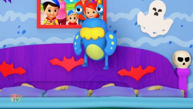 Five Little Monsters Jumping On The Bed | Halloween Scary Cartoon Videos for Kids | Spooky Rhymes смотреть онлайн