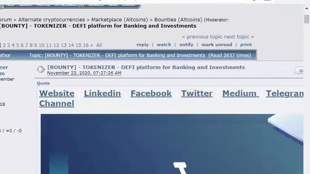 TOKENIZER - DEFI platform for Banking and Investments LIMITED NEW BOUNTY смотреть онлайн
