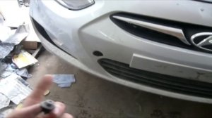 Как снять передний бампер Хендай Солярис(Hyundai Solaris)